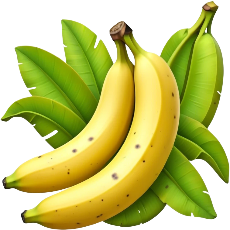 Cinematic Realistic Banana Emoji, Bright and cheerful, with a smooth, yellow peel slightly speckled with spots, revealing a soft, sweet interior. The banana is curved elegantly, standing out against the soft green leaves. Soft glowing outline, capturing the essence of tropical sweetness and energy in a ripe banana. emoji