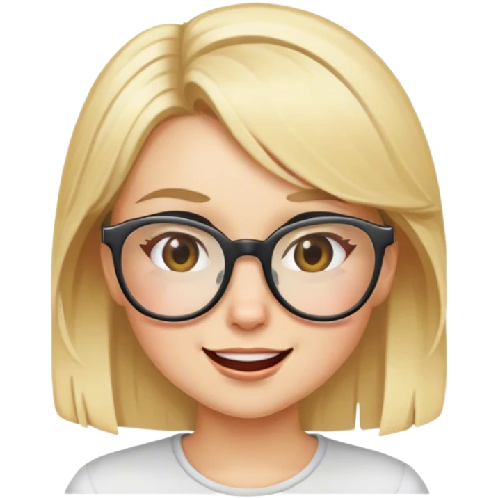 blonde girl with glasses winking emoji