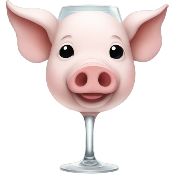 pig with white wings drinking wine emoji