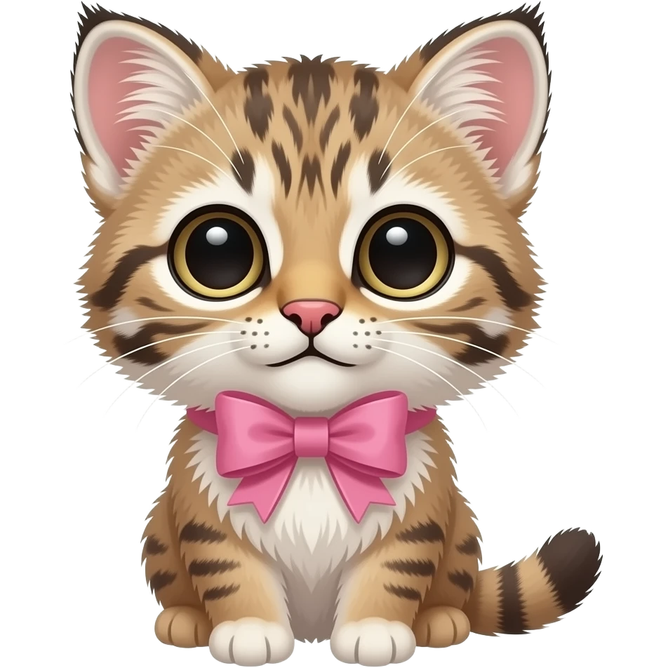 a baby manul with a pink bow emoji