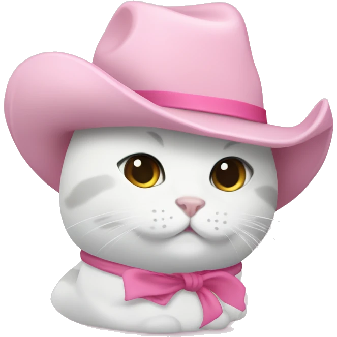 white cat pink cowboy hat with bow squishmallow emoji