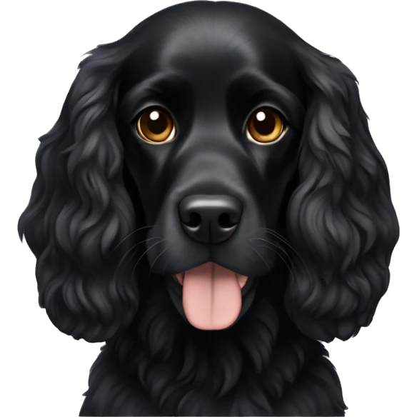 Dog total black spaniel in garland emoji