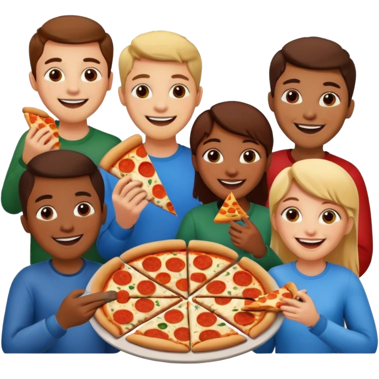 grupo de amigos comiendo pizza emoji
