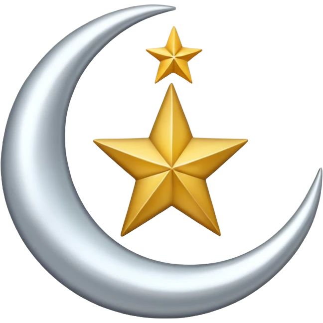 Star and Crescent emoji with black backgroun and no face but the start and crescent both should be in white colour emoji