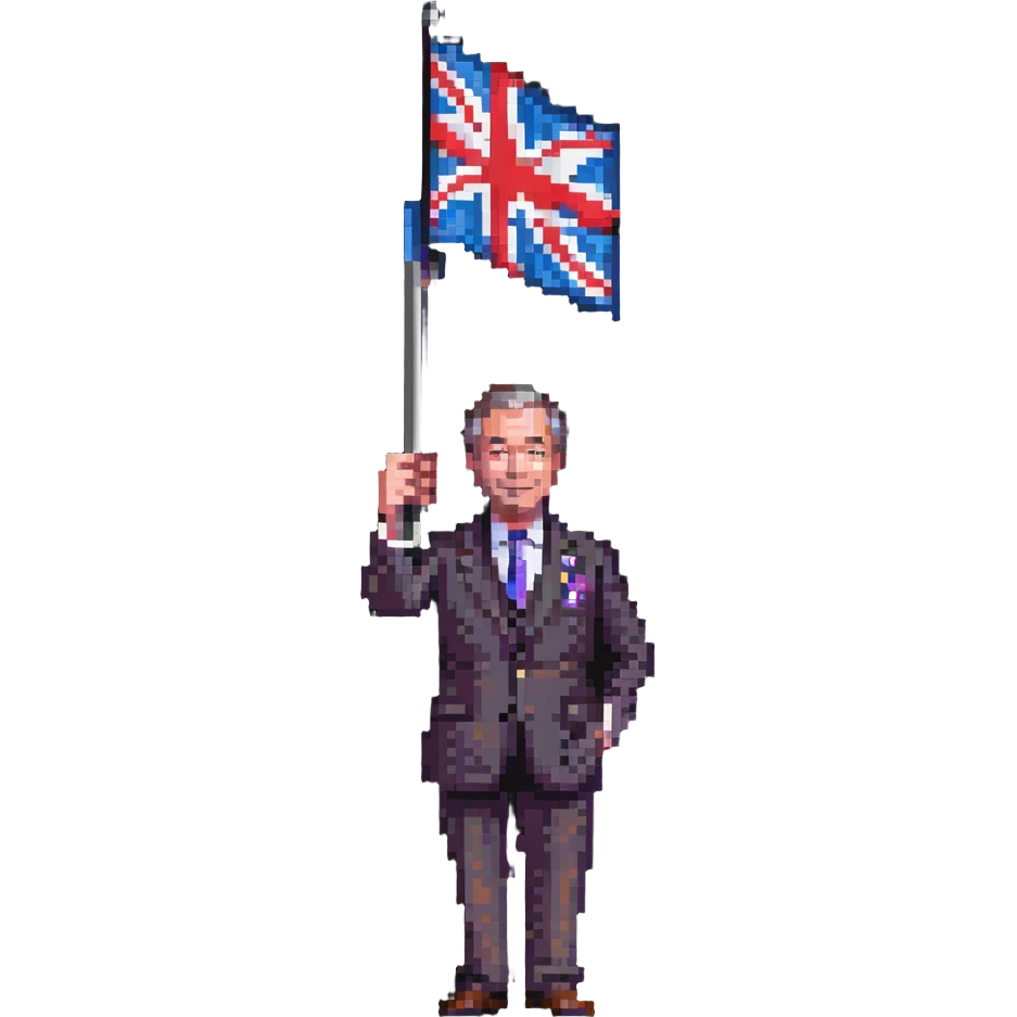 Nigel Farage waving a flag emoji