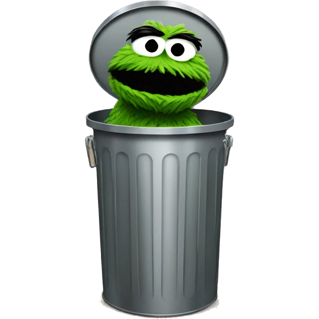 oscar the grouch inside metal trash can emoji