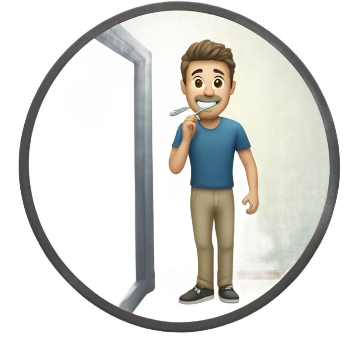 A man brushing his teeth with a stick emoji