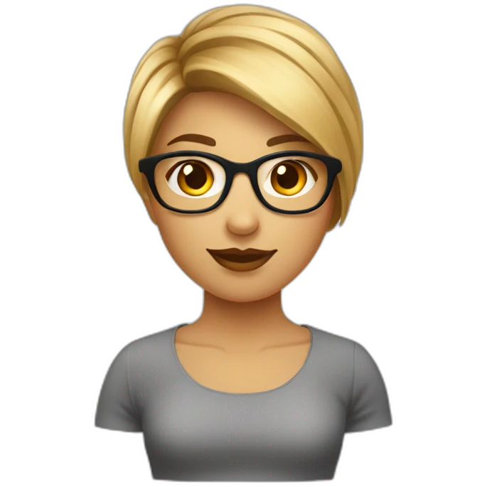 Fille a lunettes cheveux lisses brun mi-court emoji
