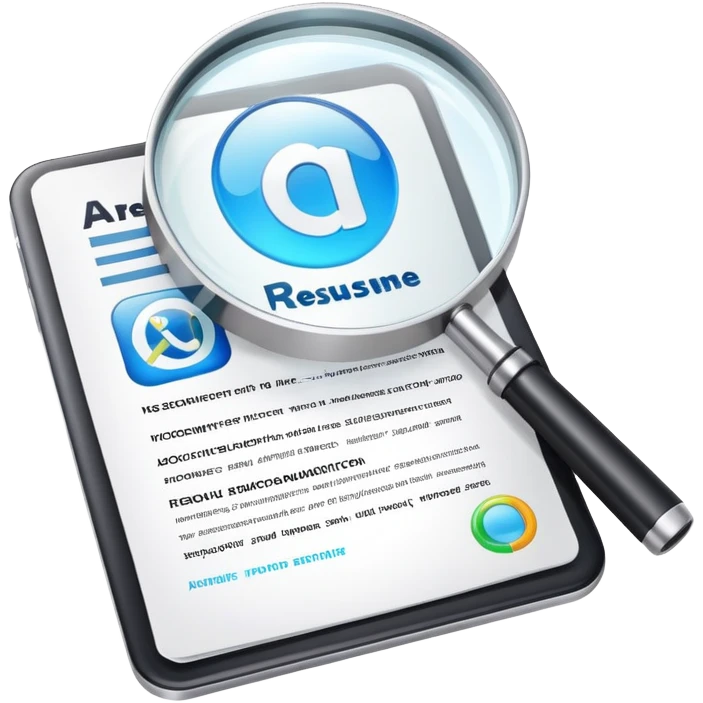 AI Resume Analyzer App logo with document and magnifying glass, 3D style emoji