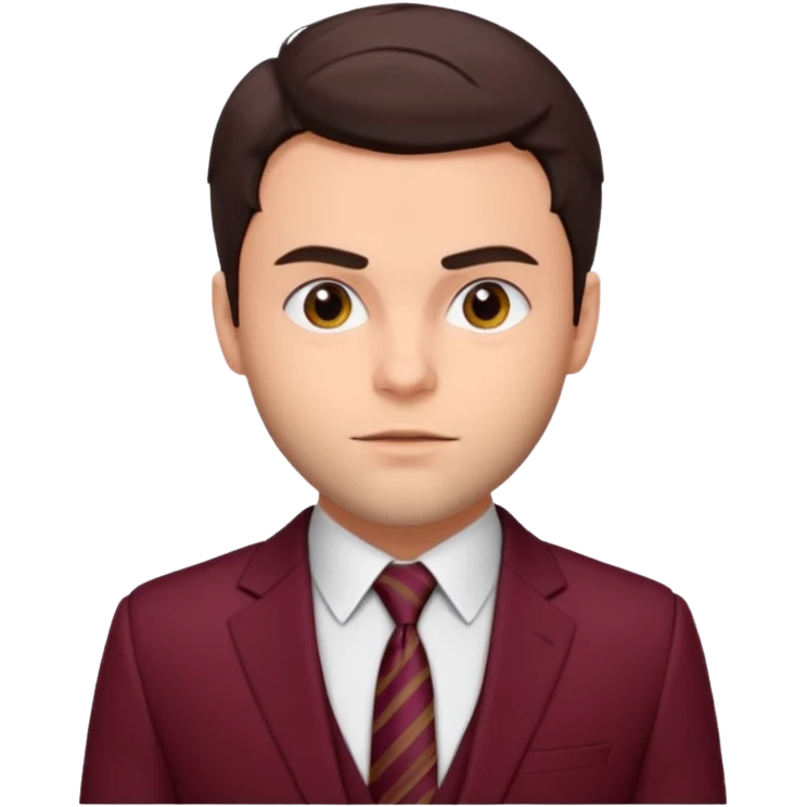 Jack Falahee with dark brown hair, maroon suit emoji