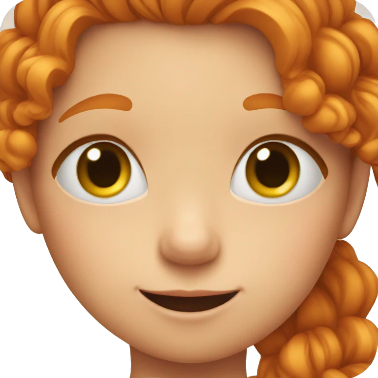 A cute little ginger girl is blushing and embarrassed emoji
