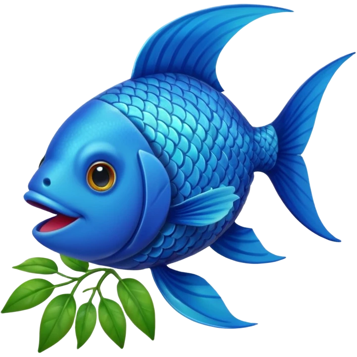 A fish holding a plant with its mouth emoji