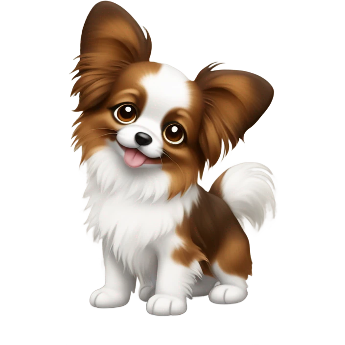 Cute papillon puppy brown and white  emoji
