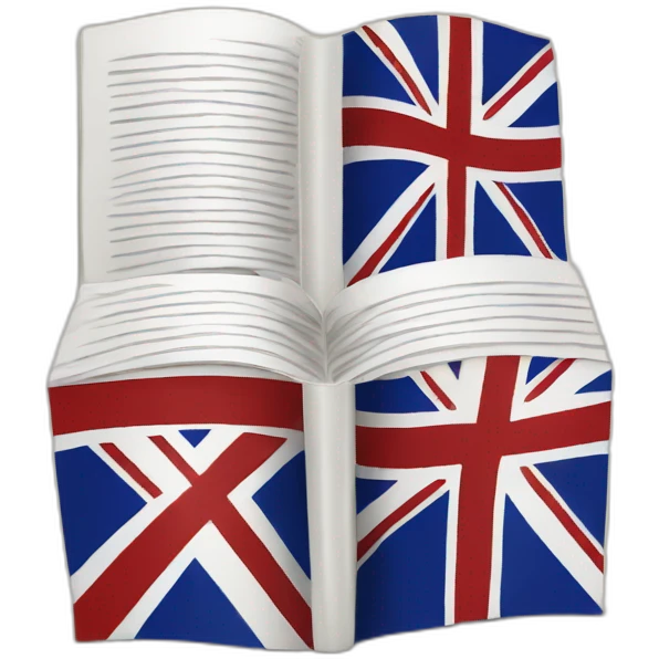 Create a book illustration with a UK flag for an English subject emoji emoji