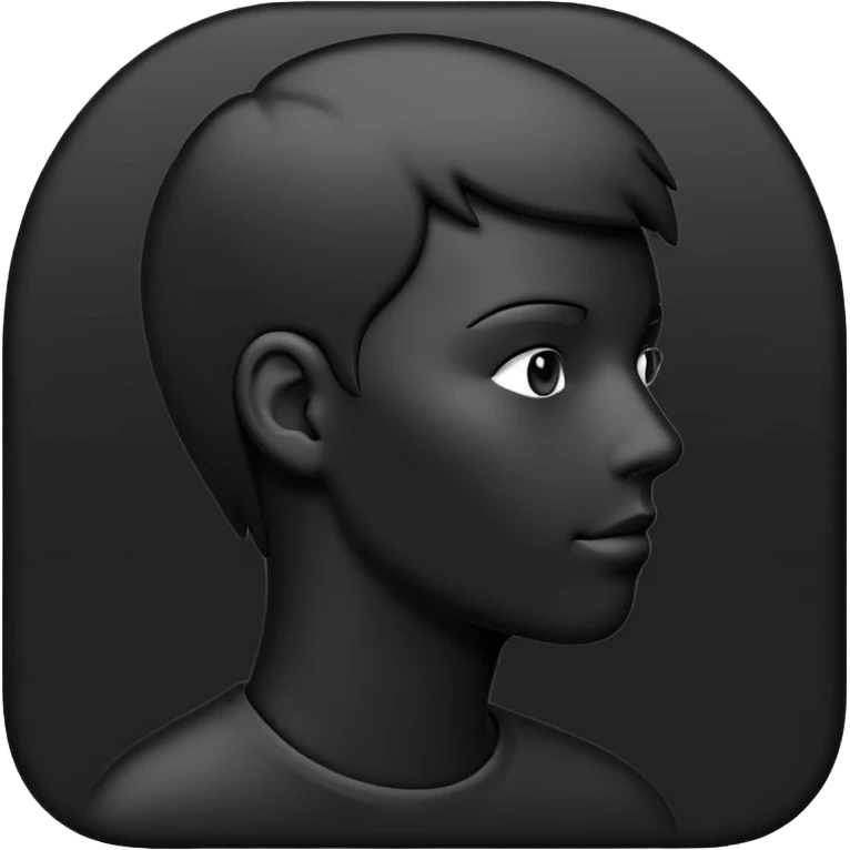 Minimalistic flat vector icon, iOS style, thin black outline on white background. Person silhouette. Black, completely monochrome, matte.  emoji
