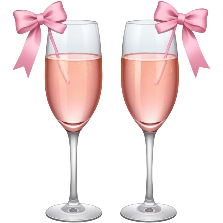Dos Champagne rosa cruzadas con un listón de moño color rosa claro  emoji