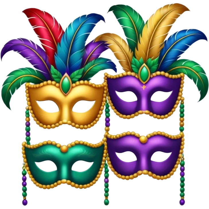 3 mardi gras masks in a row emoji