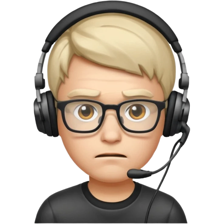 FROWN EXPRESSION WITH GLASSES GAMER WITH HEADSET emoji