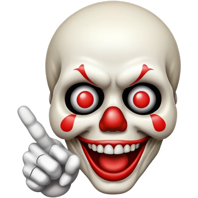 Skull emoji with a clown nose and hear with a pointing finger  emoji
