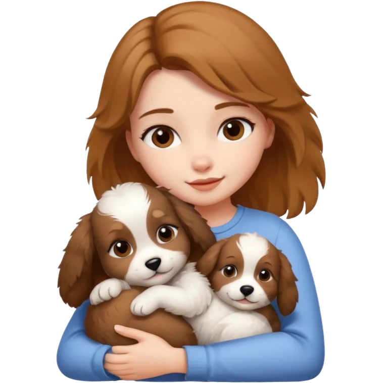 girl hugging puppy emoji