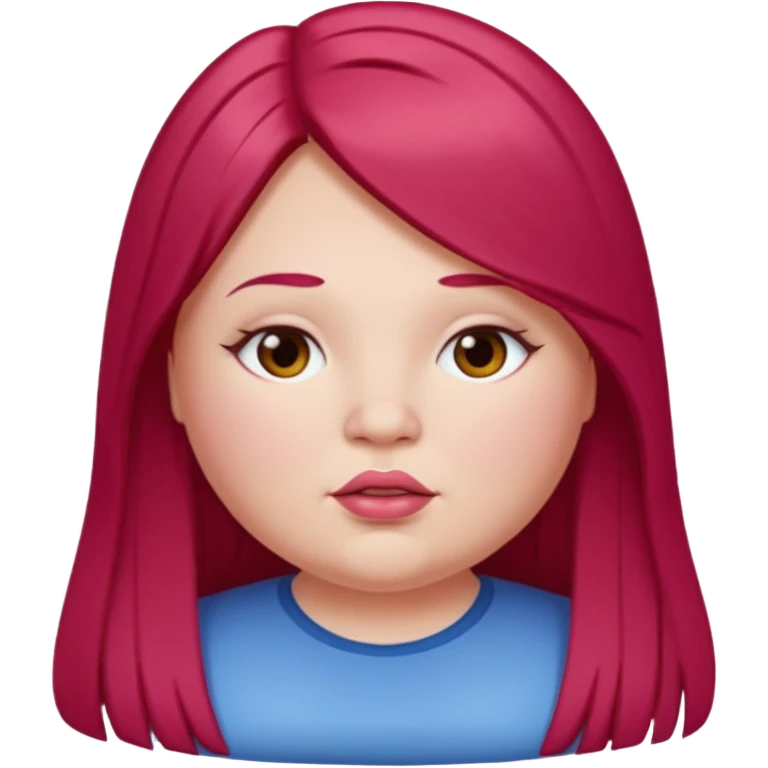 chubby white woman cherry red long straight hair parted middle emoji