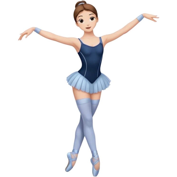 Ballet dancer in over the knee socks, leotard and long brown hair emoji