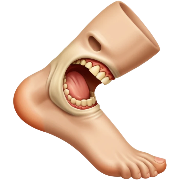 An ankle, being bitten by a mouth emoji