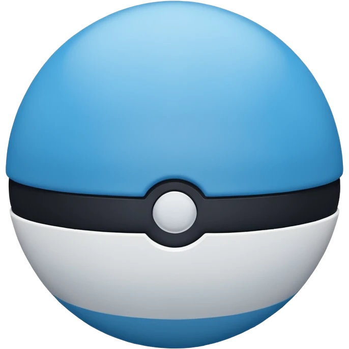 blue pokeball emoji, top half is a more saturated blue, bottom half is white, black stripe, with a matte texture emoji