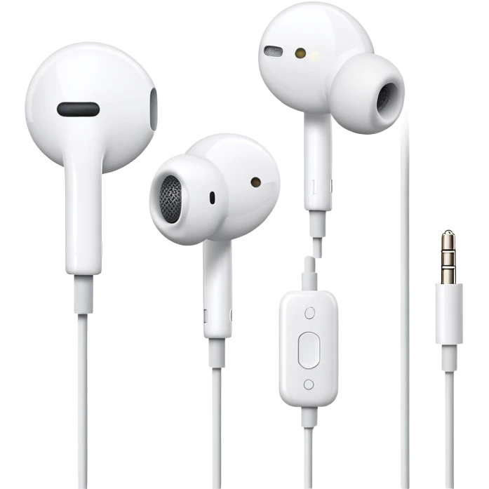 White Apple EarPods with wires and inline remote control emoji