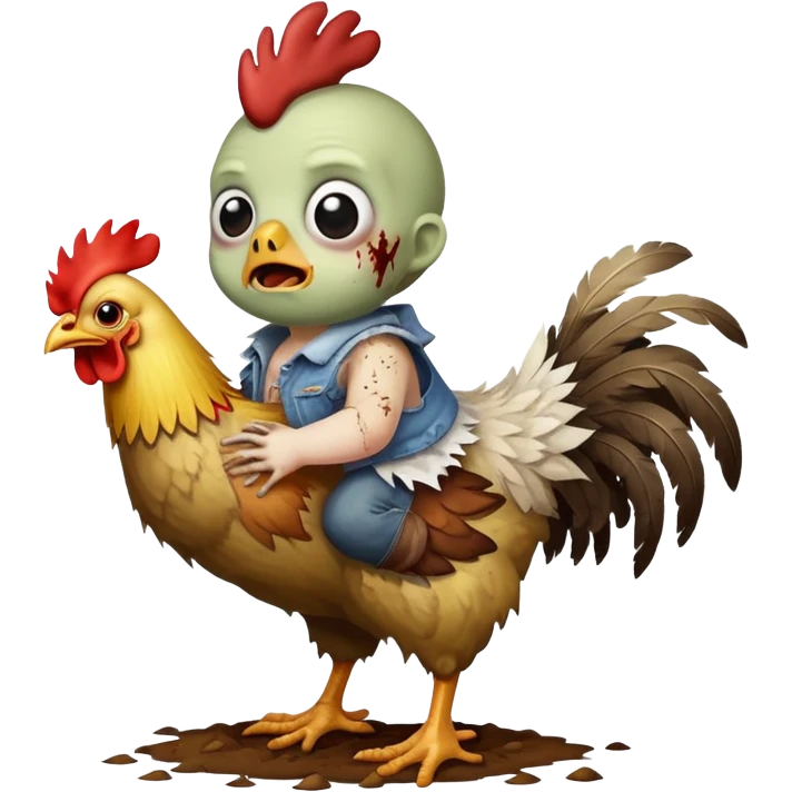 baby zombie riding a chicken emoji