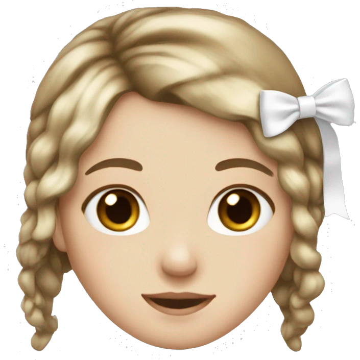 White girl brown hairs white bow emoji