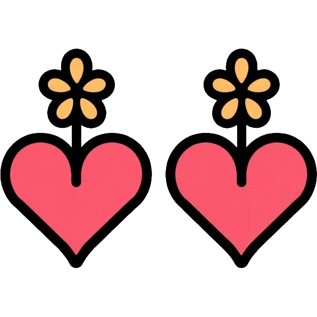 cute heart-shaped earrings with decorative elements emoji
