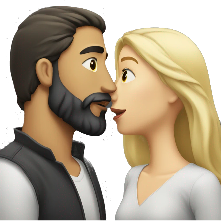 Dark hair man with beard kissing a blond woman  emoji
