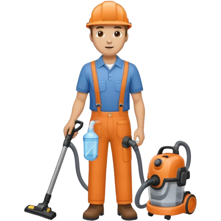 técnico de limpieza hombre sujetando la boquilla de una aspiradora de agua emoji