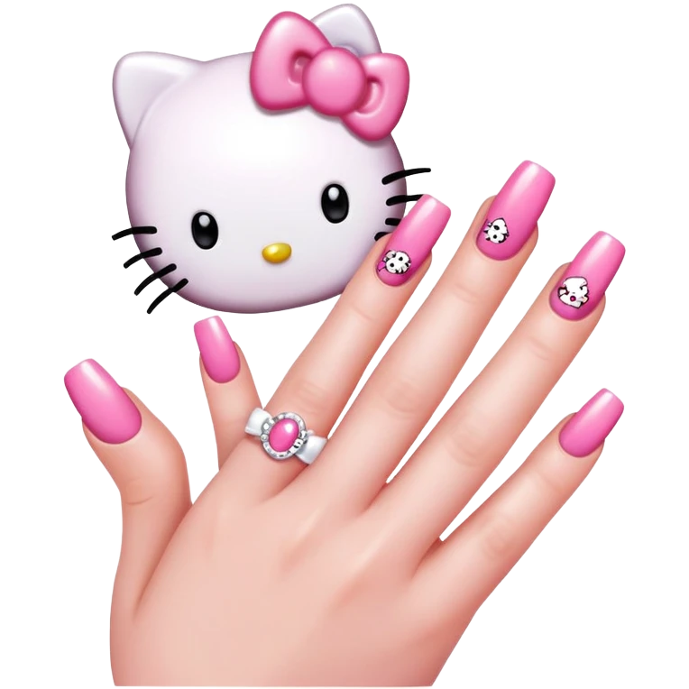 Cute hello kitty nails emoji