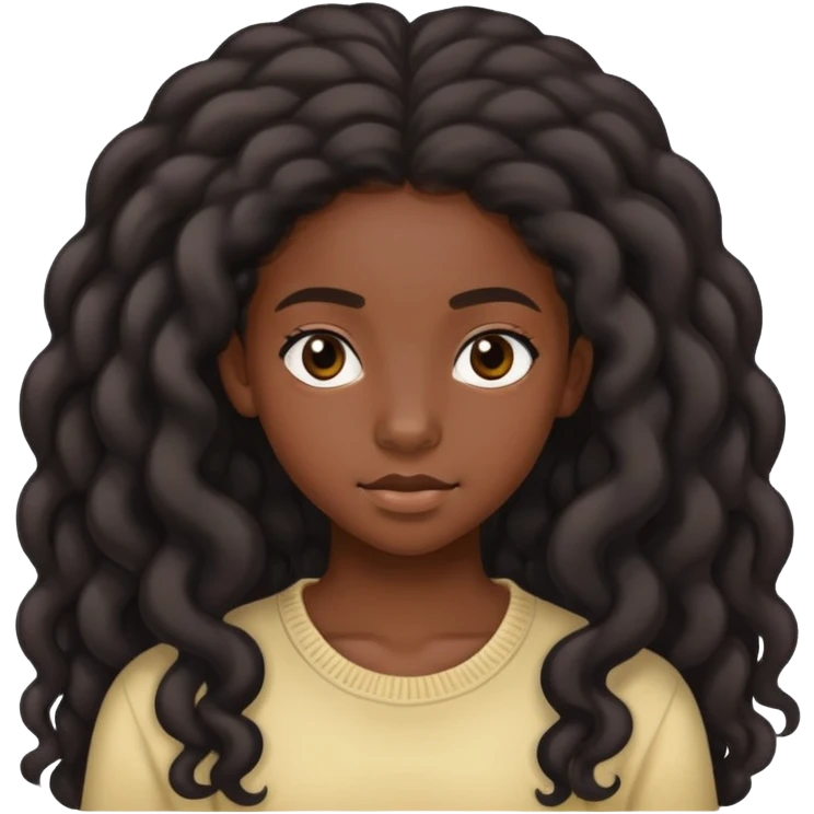Teenage black girl with coily long hair emoji