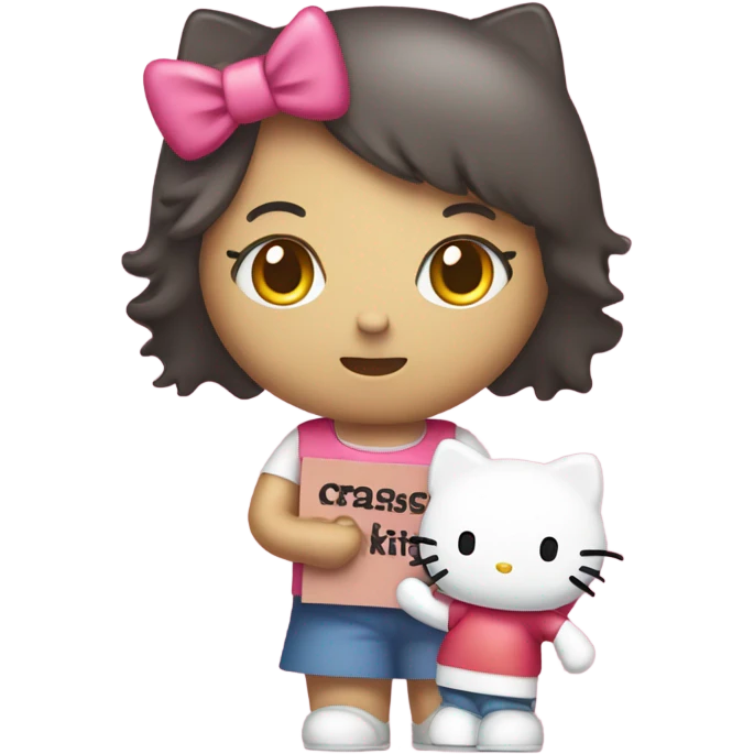 Hello kitty with a sign that says “don’t crash OUT emoji
