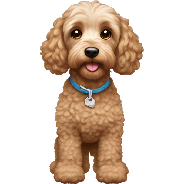 Cockapoo wearing uggs emoji