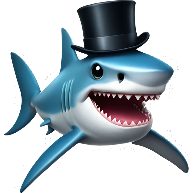Shark with a top hat emoji