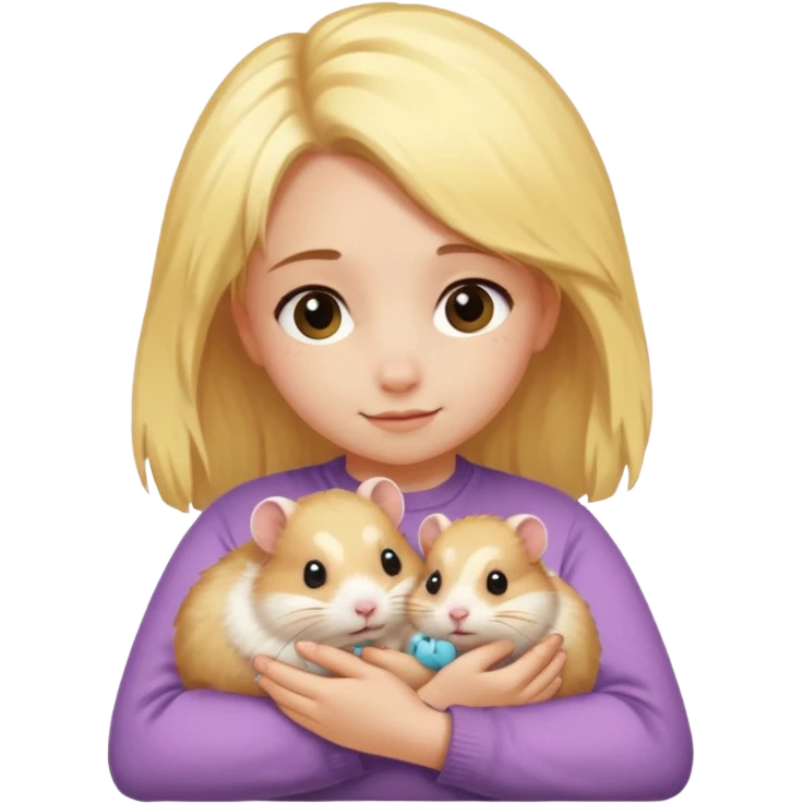 Девушка со светло желтыми  волосами обнимает хомяка  emoji