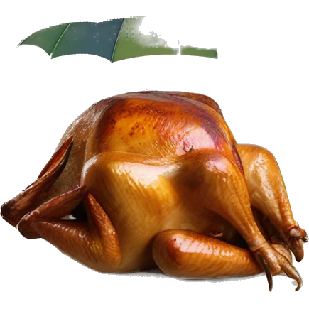 Thanksgiving turkey on beach sand with umbrella emoji