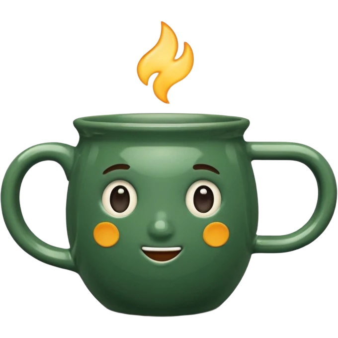 mug, vintage style, deep green color emoji