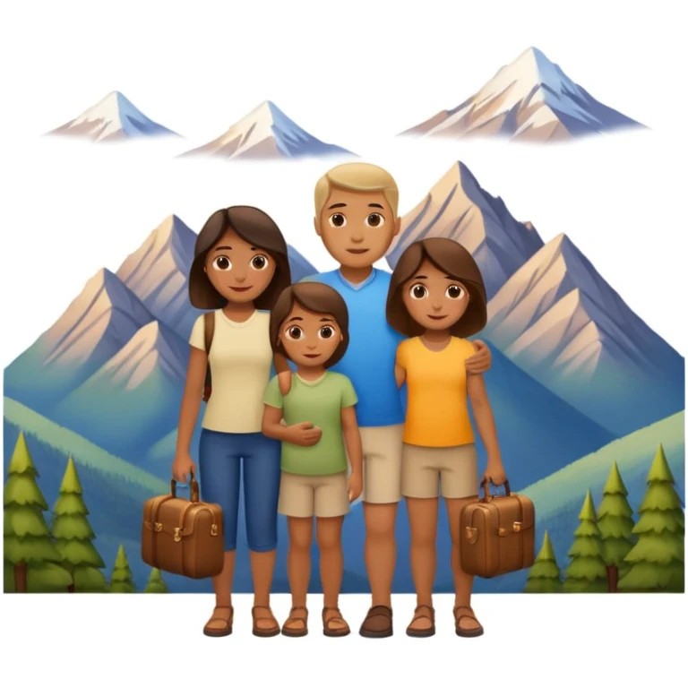 family photo, travelling mountains background emoji