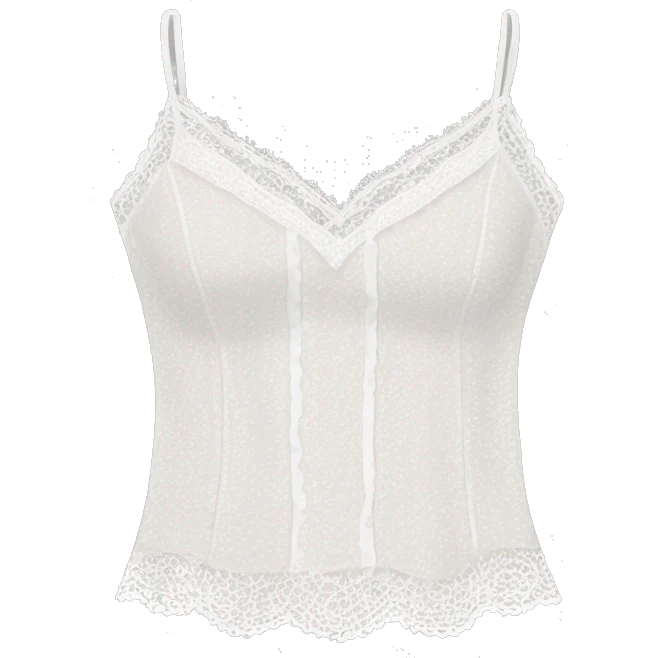 Realistic white lace camisole blouse top. emoji