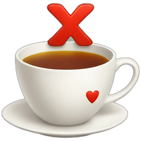 teacup with large red x on top of it emoji