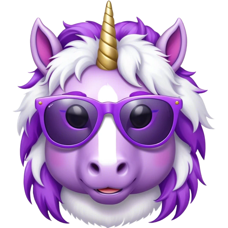 Purple unicorn with sunglasses emoji
