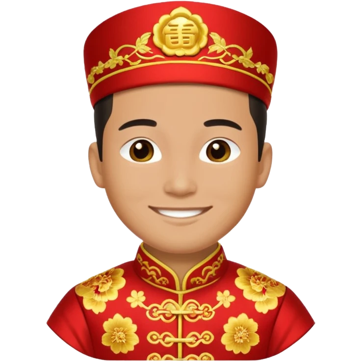 American groom, traditional, culture of chinese, smiley on face. emoji