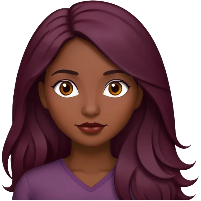 Dark Wine colored hair Latina long hair  emoji