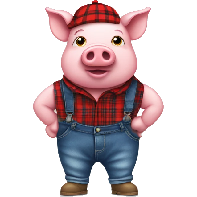 a humanoid pig wearing a red flannel and blue jeans  emoji