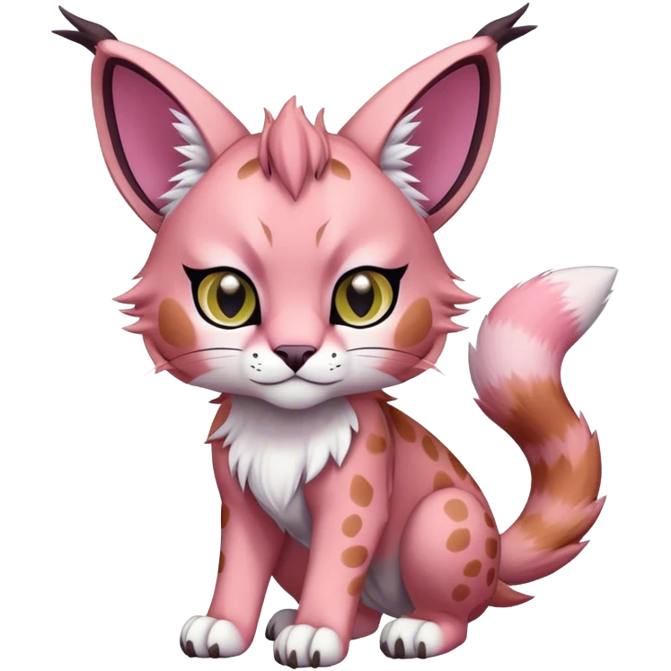 A pink lynx-caracal-fakemon-Digimon-creature-hybrid emoji